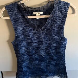 WD.NY Navy Textured Sleeveless Blouse